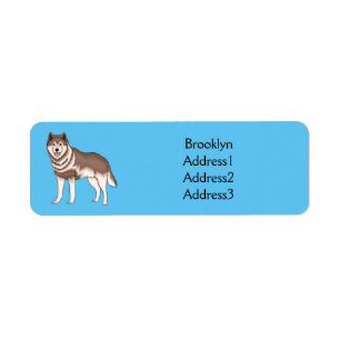 illustration av tecknaden siberian husky returadress etikett