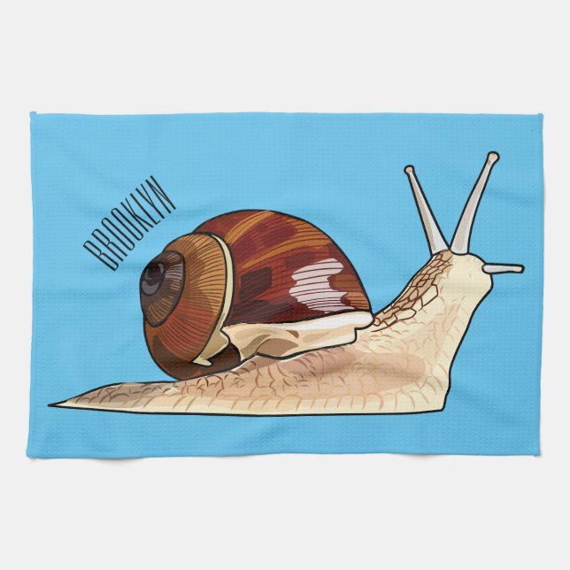 illustration av tecknaden snigel kökshandduk (Horisontell)