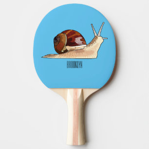 illustration av tecknaden snigel pingisracket
