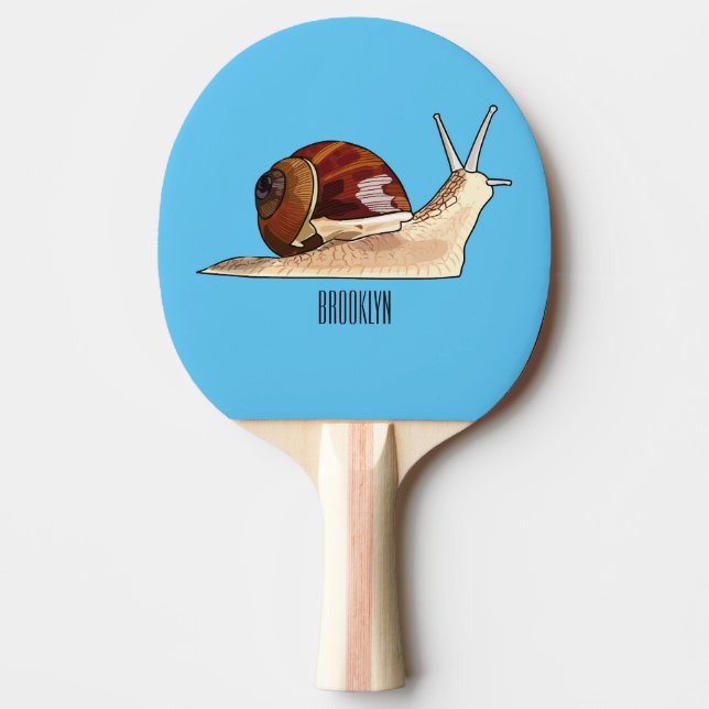 illustration av tecknaden snigel pingisracket (Framsidan)