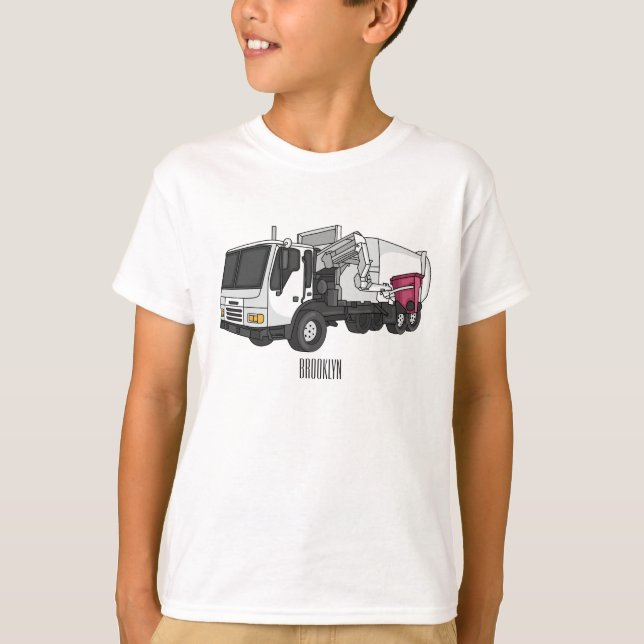 illustration av tecknaden sopor lastbil t shirt (Framsida)
