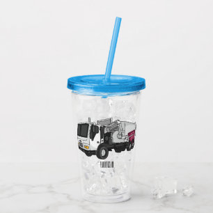 illustration av tecknaden sopor lastbil take away mugg