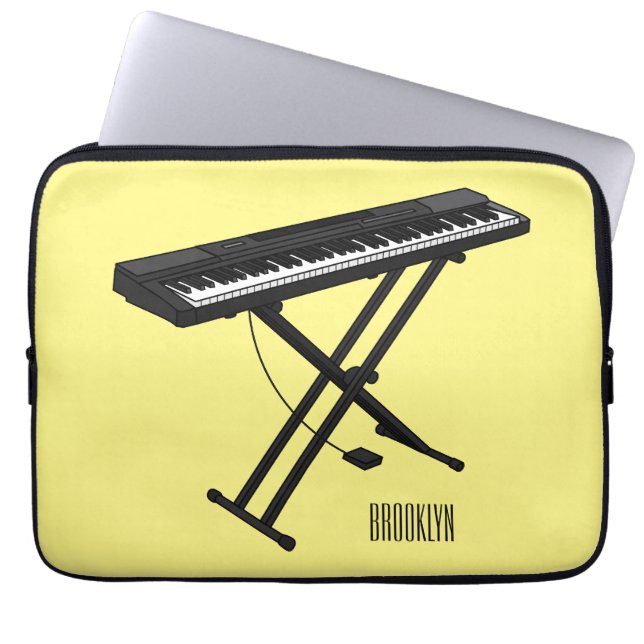 illustration av tecknaden tangentbord piano laptop fodral (Framsidan)