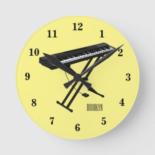 illustration av tecknaden tangentbord piano rund klocka