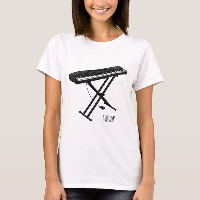 illustration av tecknaden tangentbord piano t shirt (Framsida)