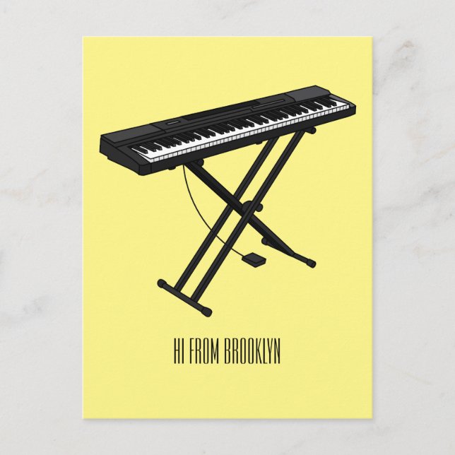 illustration av tecknaden tangentbord piano vykort (Framsida)