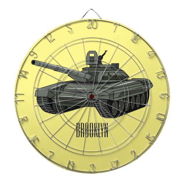illustration av tecknaden tank darttavla (Framsidan)