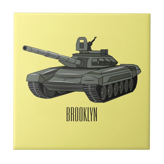 illustration av tecknaden tank kakelplatta (Framsidan)