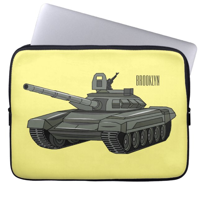 illustration av tecknaden tank laptop fodral (Framsidan)