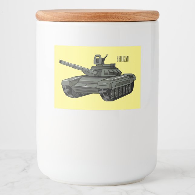 illustration av tecknaden tank mat etiketter (Framsida)