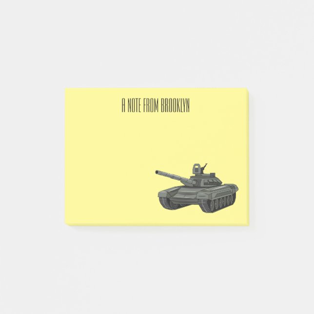illustration av tecknaden tank post-it block (Framsida)
