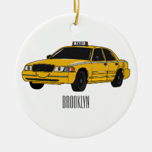 illustration av tecknaden taxi julgransprydnad keramik