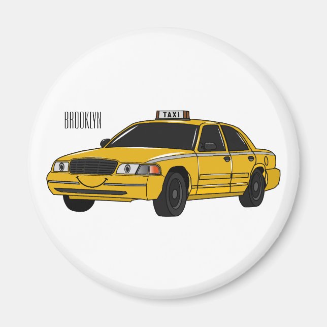 illustration av tecknaden taxi magnet (Framsidan)