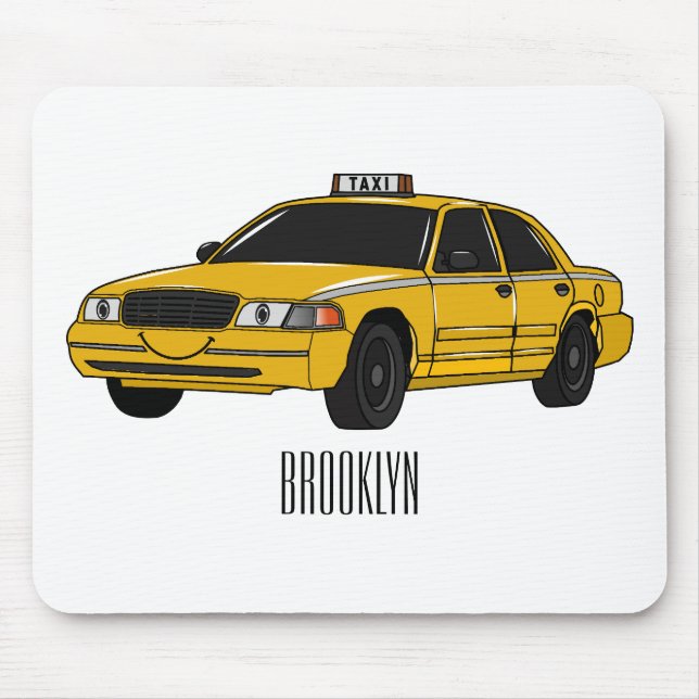 illustration av tecknaden taxi musmatta (Framsidan)
