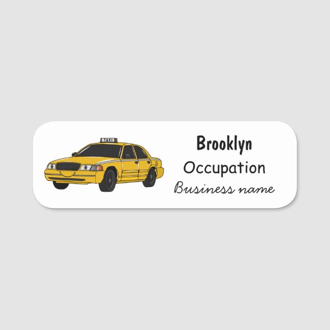 illustration av tecknaden taxi namnbricka (Framsida)