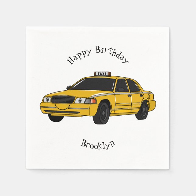 illustration av tecknaden taxi pappersservett (Framsidan)