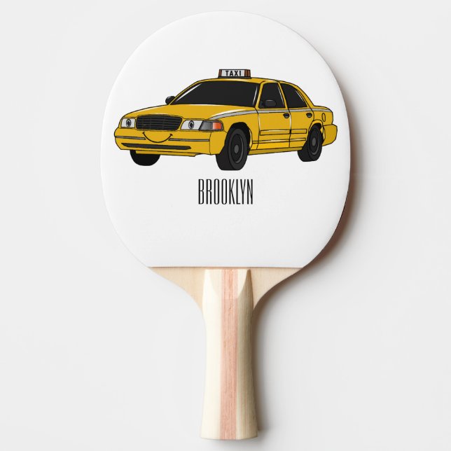 illustration av tecknaden taxi pingisracket (Framsidan)