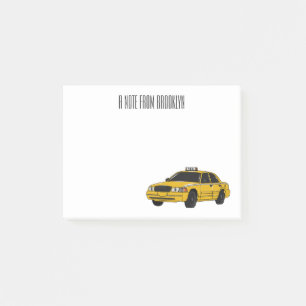 illustration av tecknaden taxi post-it block