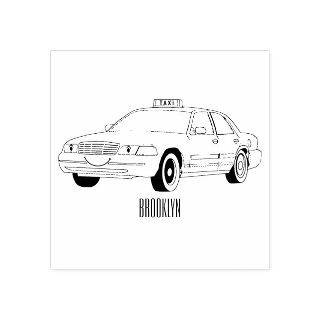 illustration av tecknaden taxi stämpel (Tryck)