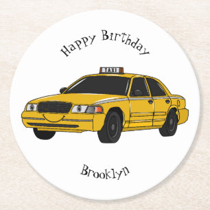 illustration av tecknaden taxi underlägg papper rund