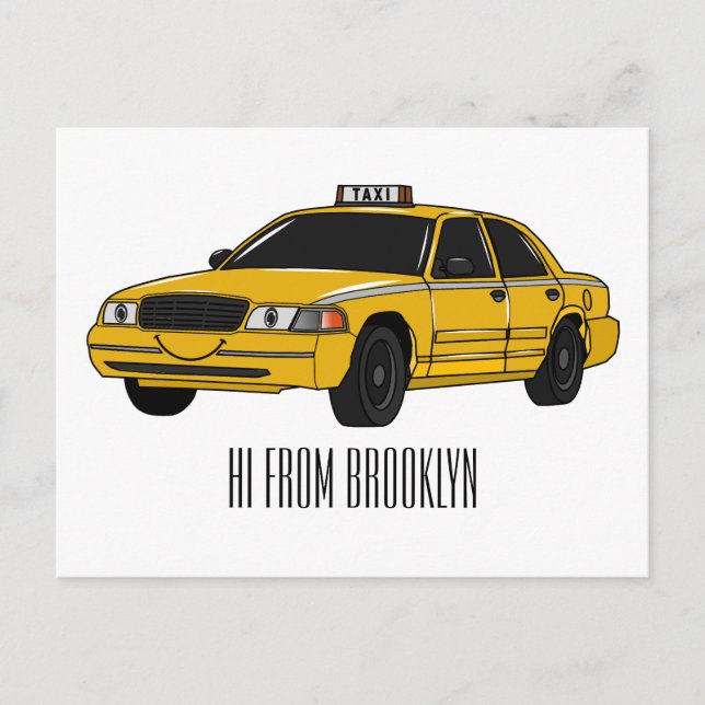 illustration av tecknaden taxi vykort (Framsida)