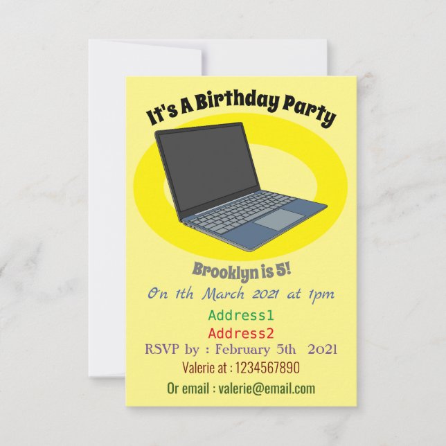 illustration av tecknaden till den bärbara datorn inbjudningar (Framsida)