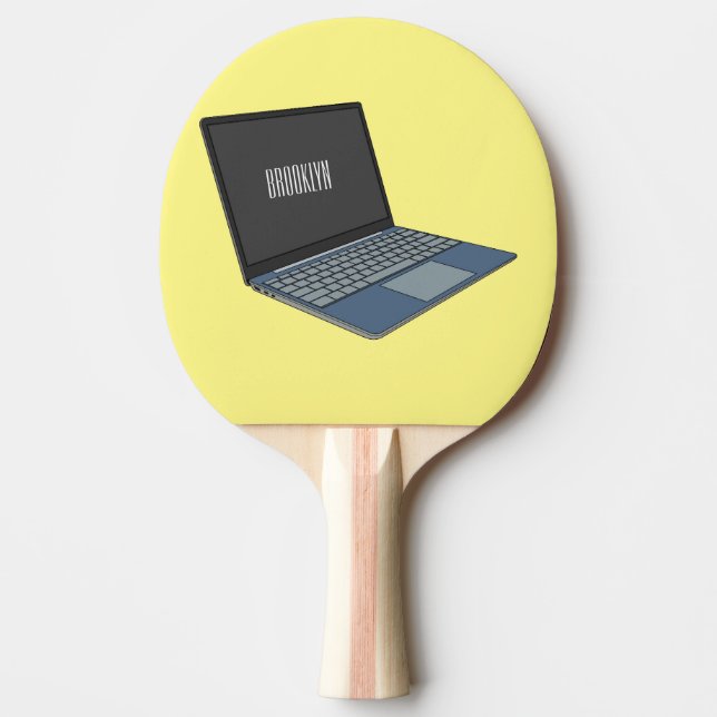 illustration av tecknaden till den bärbara datorn pingisracket (Framsidan)