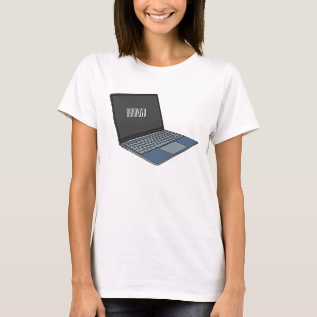 illustration av tecknaden till den bärbara datorn t shirt (Framsida)