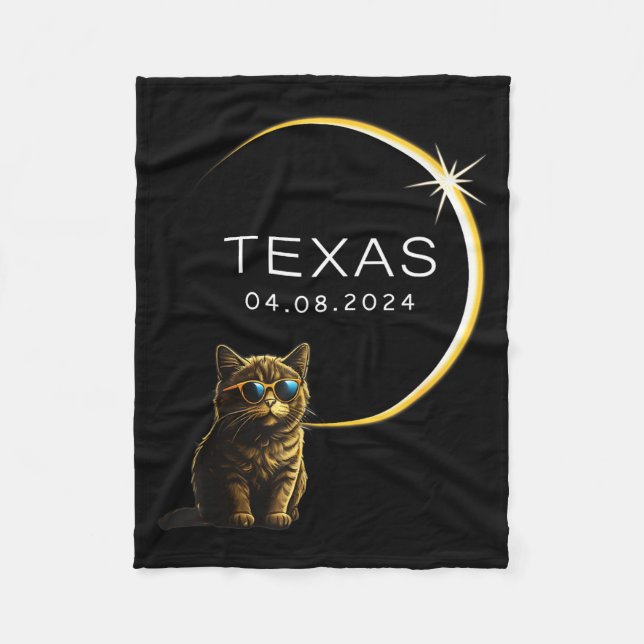 Illustration av Texas totala solförmörkelse katt Fleecefilt (Framsidan)