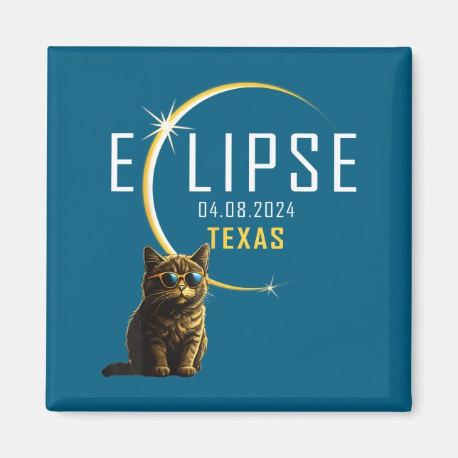 Illustration av Texas totala solförmörkelsekat Magnet (Framsidan)