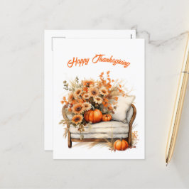 Illustration av thanksgiving Pumpkins Flowers Helg Vykort