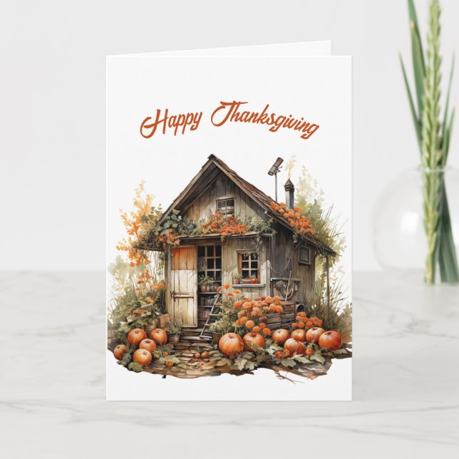 Illustration av thanksgiving Rustic Shed Kort (Framsida)