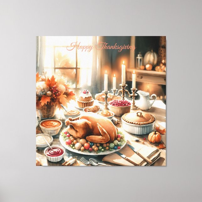 Illustration av Thanksgivingen Vattenfärg Canvastryck (Framsida)