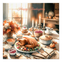 Illustration av Thanksgivingen Vattenfärg Fototryck