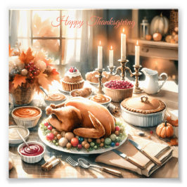 Illustration av Thanksgivingen Vattenfärg Fototryck