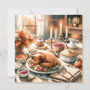 Illustration av Thanksgivingen Vattenfärg Inbjudningar
