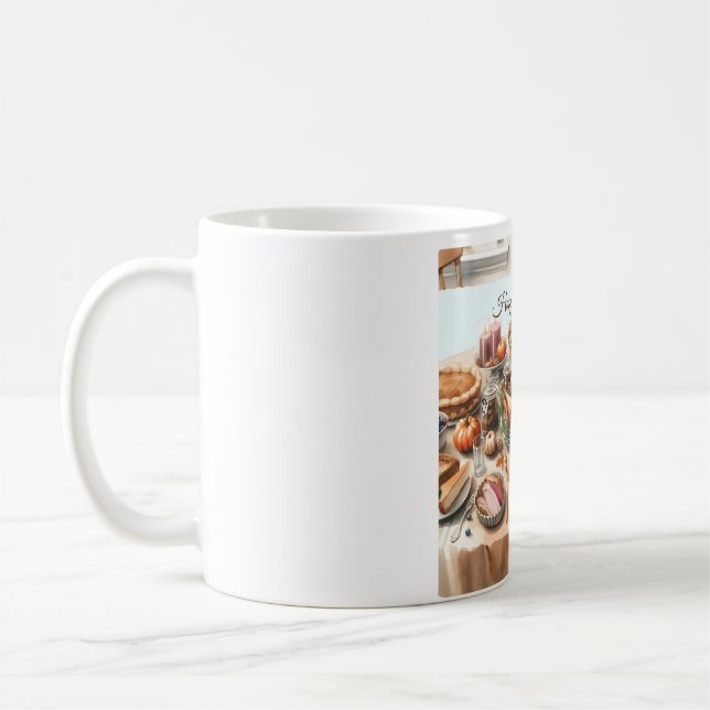 Illustration av Thanksgivingen Vattenfärg Kaffemugg (Vänster)