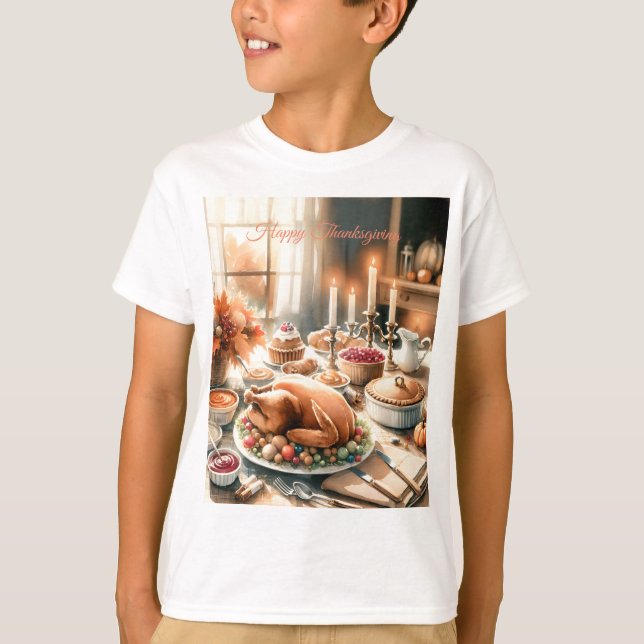 Illustration av Thanksgivingen Vattenfärg T Shirt (Framsida)