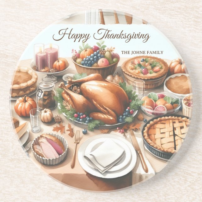 Illustration av Thanksgivingen Vattenfärg Underlägg (Framsidan)