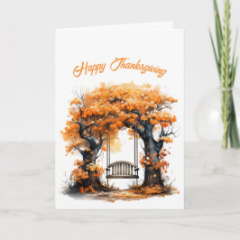 Illustration av thanksgivingens Orange Swing Vinta Kort