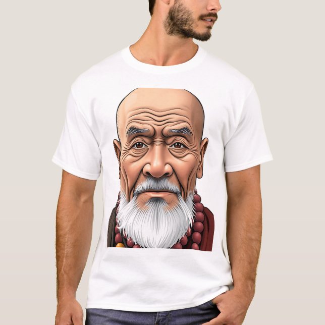 Illustration av tibetansk äldre Ansikte T Shirt (Framsida)