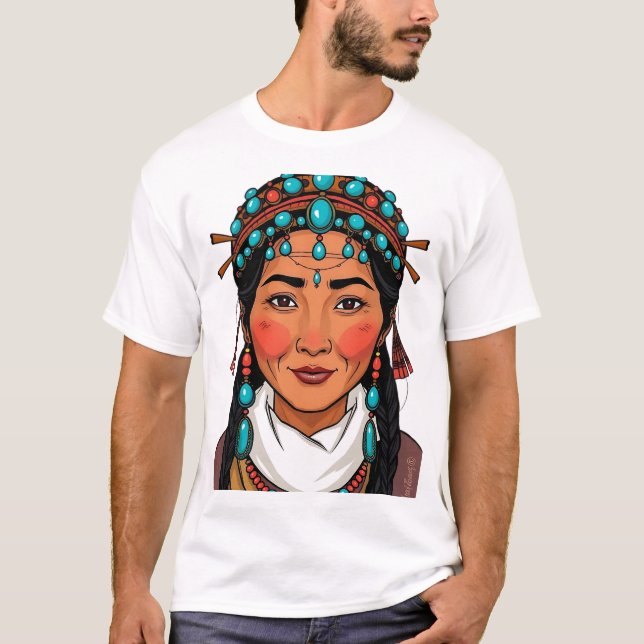Illustration av tibetanska kvinnor i Ansikte T Shirt (Framsida)