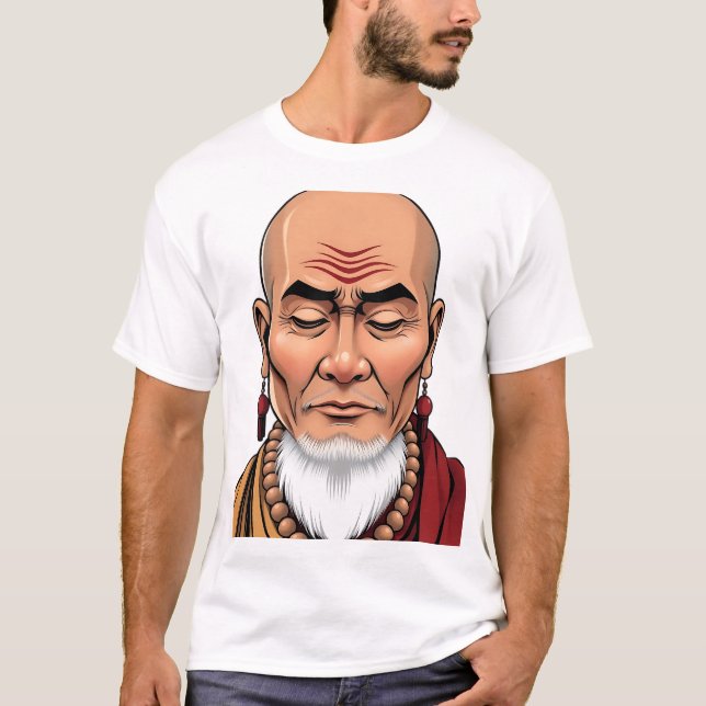 Illustration av tibetanska Munk Ansikte T Shirt (Framsida)
