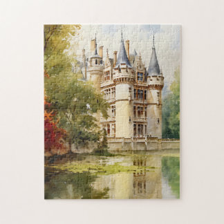 Illustration av tidigare Fransk-Castle Watercolor Pussel