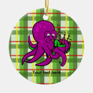 Illustration av tjocka Octopus Bagpipes Julgransprydnad Keramik