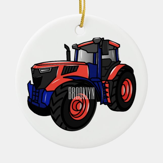 illustration av traktorns tecknad julgransprydnad keramik (Framsidan)