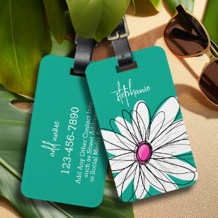 Illustration av trendigets Blommigt Daisy - Rosa o Bagagebricka