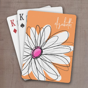 Illustration av trendigets Blommigt Daisy - Rosa o Casinokort