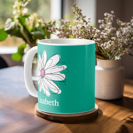 Illustration av trendigets Blommigt Daisy - Rosa o Kaffemugg