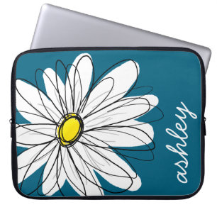 Illustration av trendigets Daisy Blommigt - blått  Laptop Sleeve
